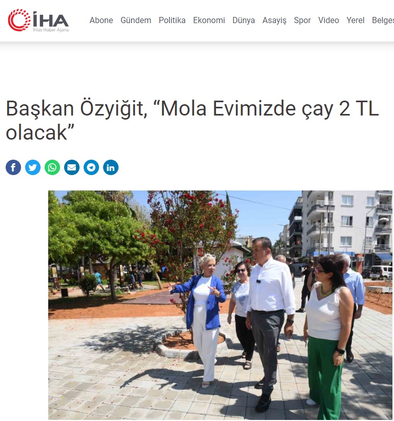 Başkan Özyiğit, “Mola Evi’mizde çay 2 TL olacak”