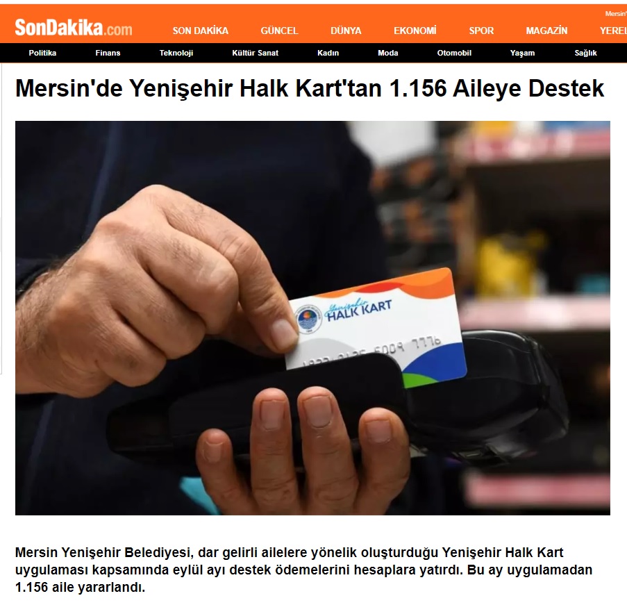 Yenişehir Belediyesi halk kartın aylık tutarlarını yatırdı