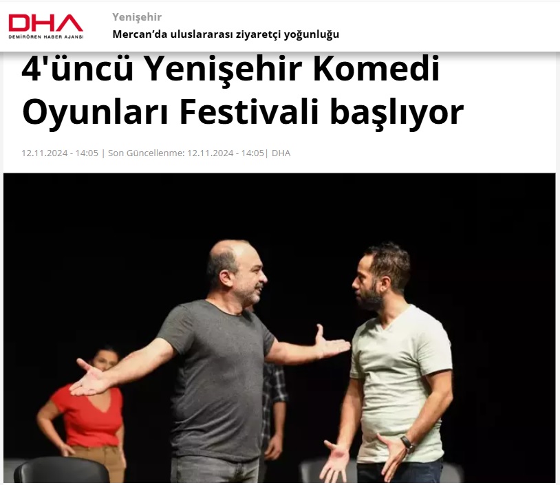 4. Yenişehir Komedi Oyunları Festivali 16 Kasım’da başlıyor