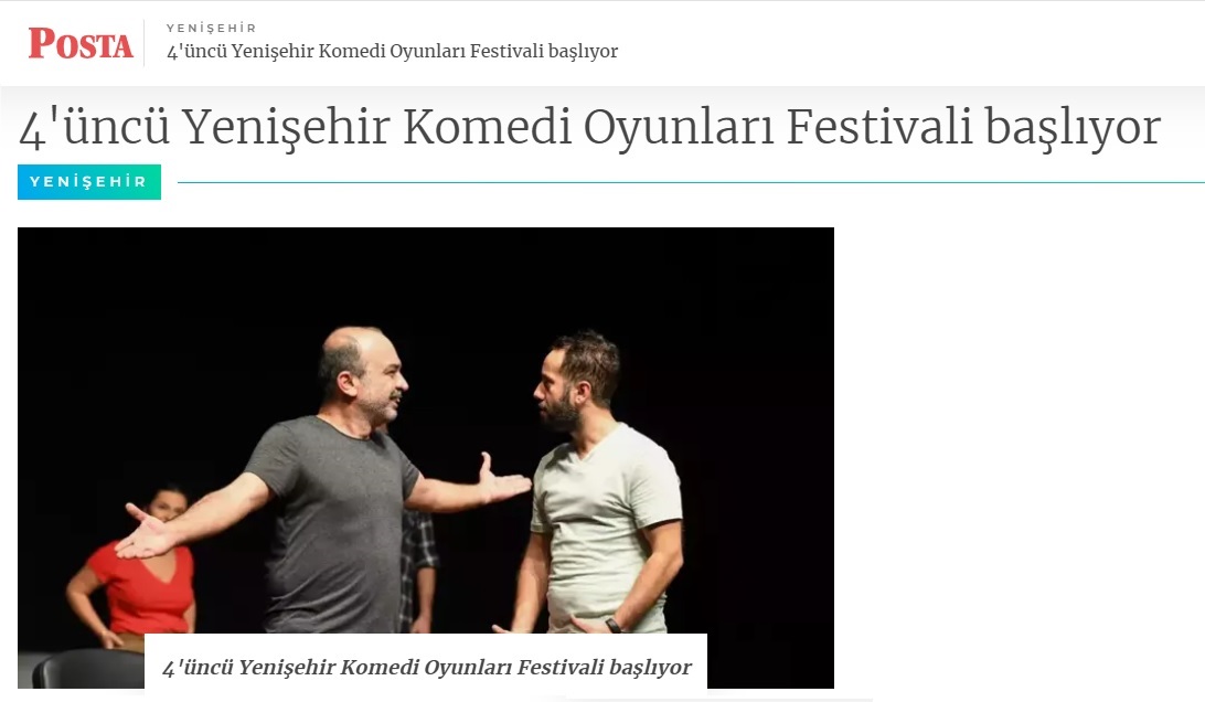 4. Yenişehir Komedi Oyunları Festivali 16 Kasım’da başlıyor