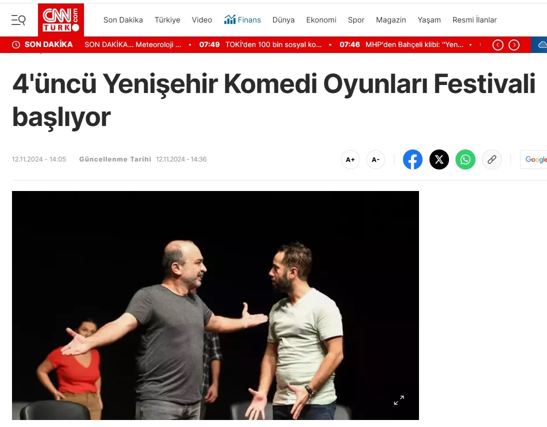 4. Yenişehir Komedi Oyunları Festivali 16 Kasım’da başlıyor