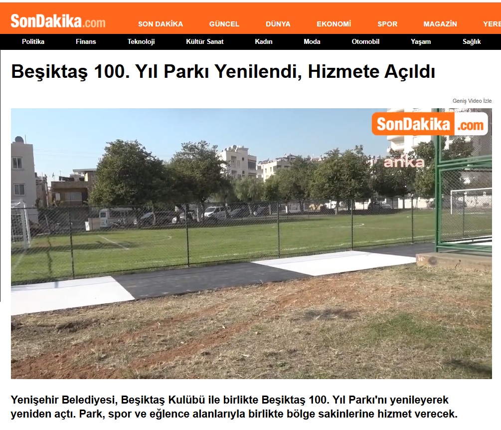 Yenişehir Belediyesi Beşiktaş 100. Yıl Parkı’nı yeniledi