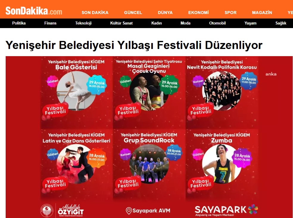 Yenişehir Belediyesi Yılbaşı Festivali Düzenliyor