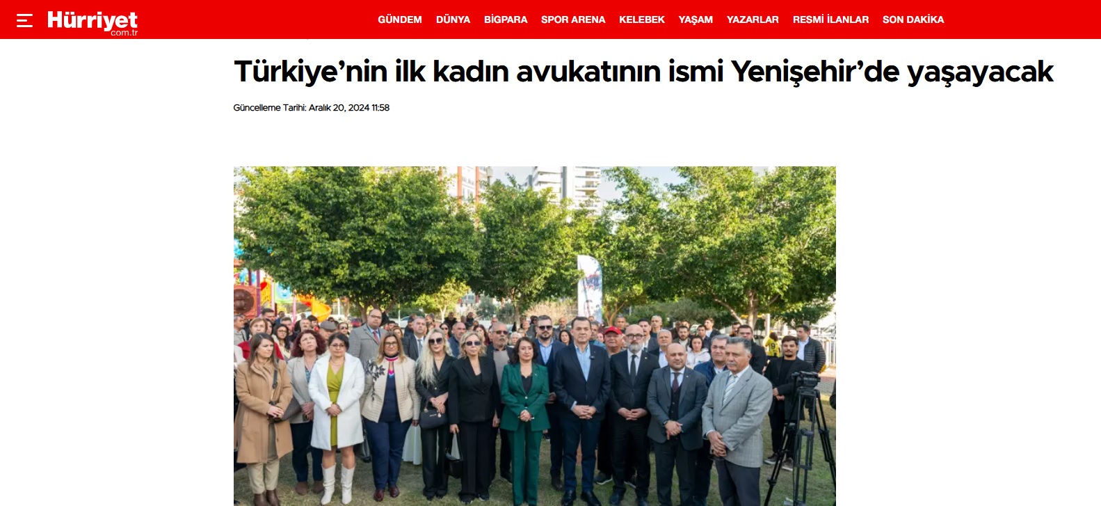 Türkiye’nin ilk kadın avukatının ismi Yenişehir’de yaşayacak