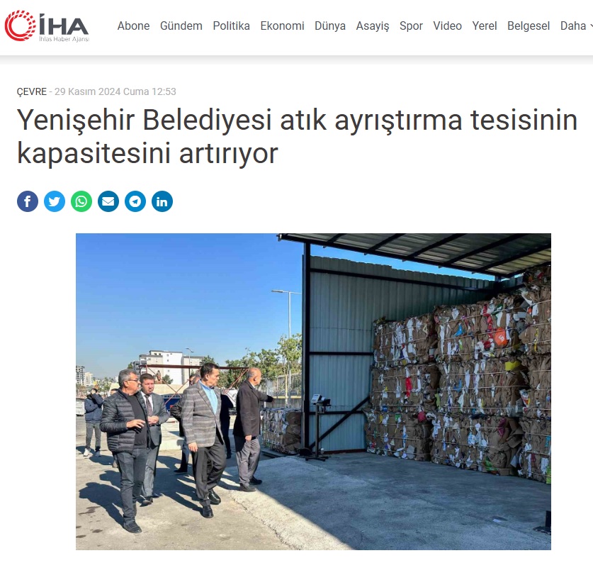 Yenişehir Belediyesi atık ayrıştırma tesisinin kapasitesini artırıyor