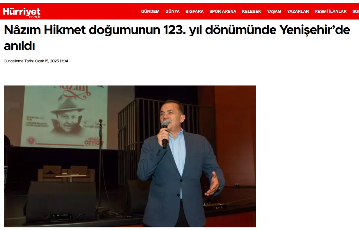 Nâzım Hikmet doğumunun 123. yıl dönümünde Yenişehir’de anıldı