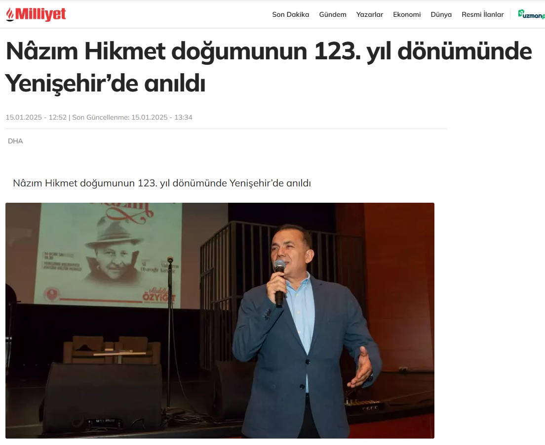 Nâzım Hikmet doğumunun 123. yıl dönümünde Yenişehir’de anıldı