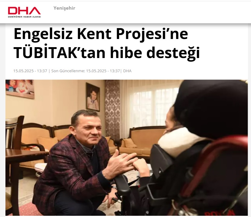 Yenişehir Belediyesinin Engelsiz Kent Projesi’ne TÜBİTAK’tan hibe desteği