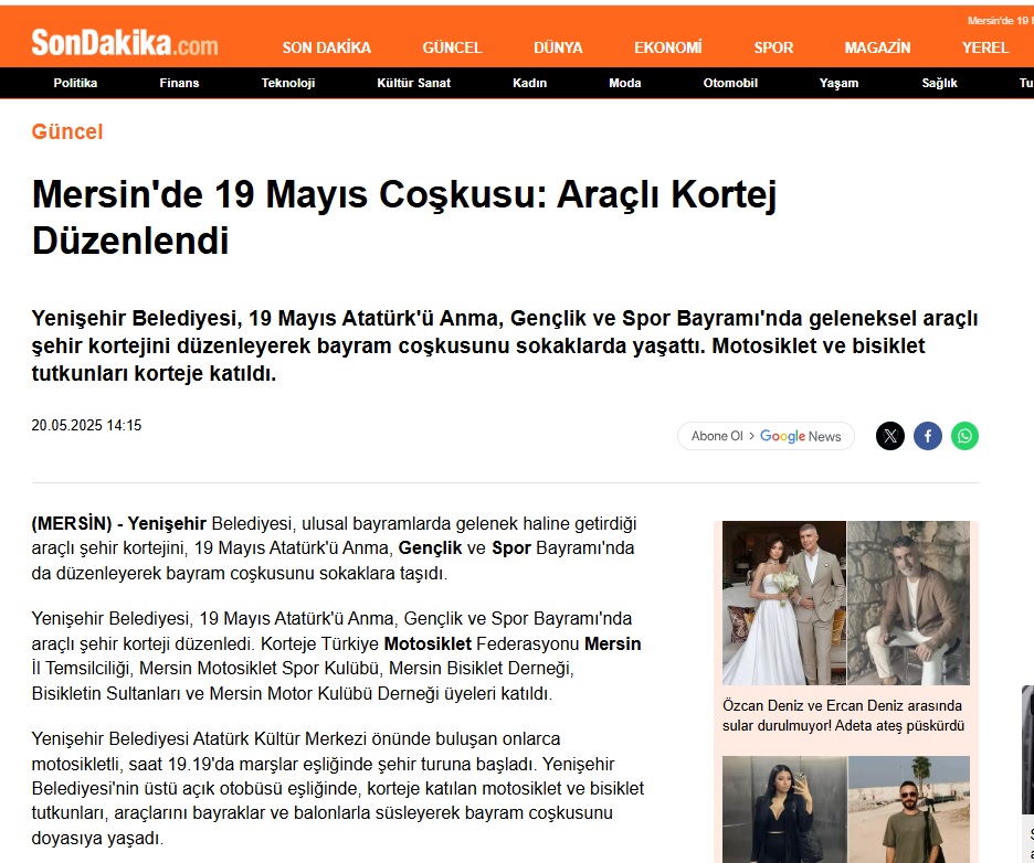 Yenişehir Belediyesi 19 Mayıs’ta şehir korteji düzenledi