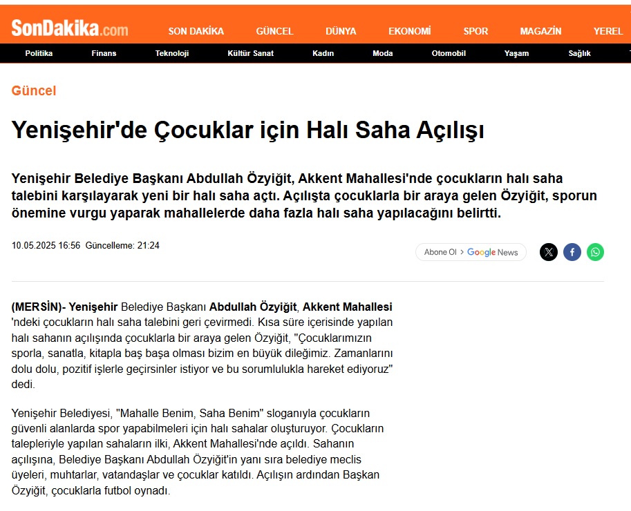 Başkan Özyiğit, çocukların halı saha talebini geri çevirmedi
