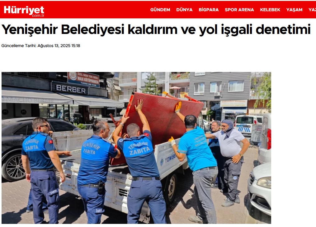 Yenişehir Belediyesi kaldırım ve yol işgallerine geçit vermiyor