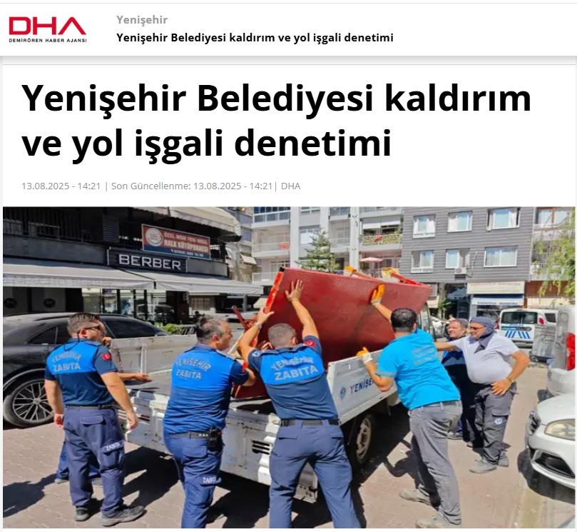 Yenişehir Belediyesi kaldırım ve yol işgallerine geçit vermiyor