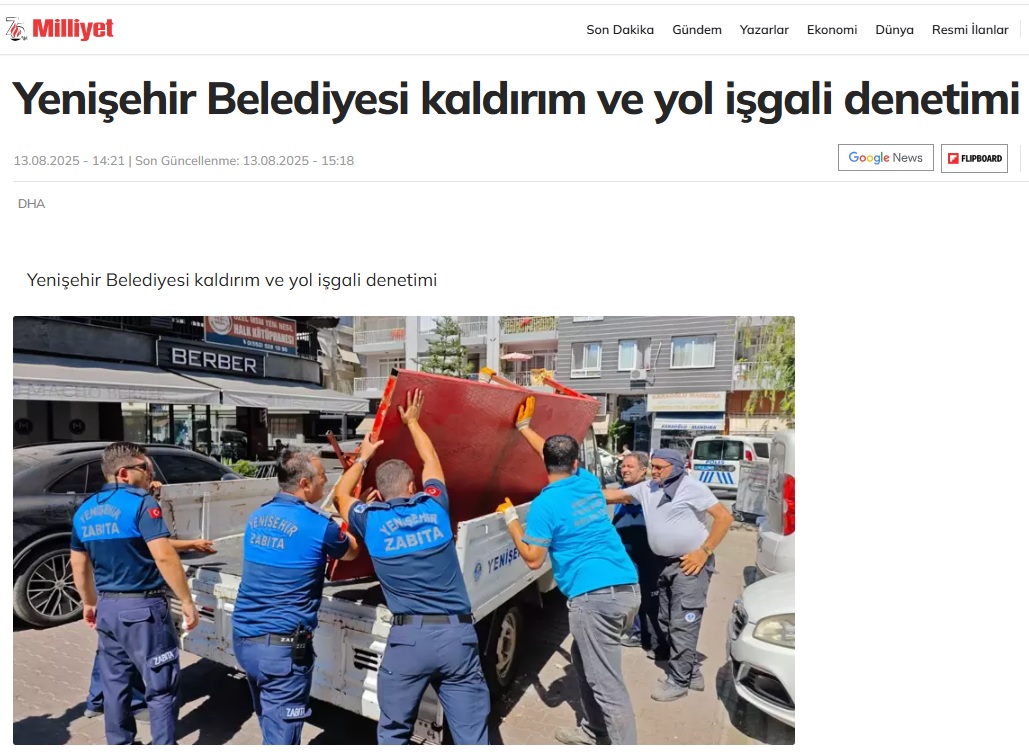 Yenişehir Belediyesi kaldırım ve yol işgallerine geçit vermiyor