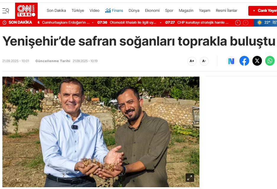 Yenişehir Belediyesinin hibe ettiği safran soğanları toprakla buluştu