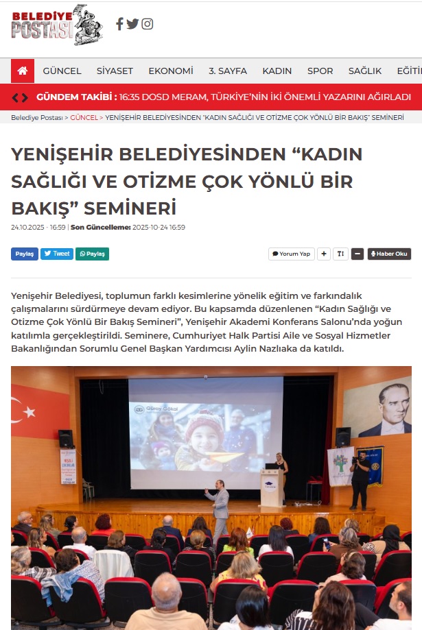Yenişehir Belediyesinden “Kadın Sağlığı ve Otizme Çok Yönlü Bir Bakış” semineri