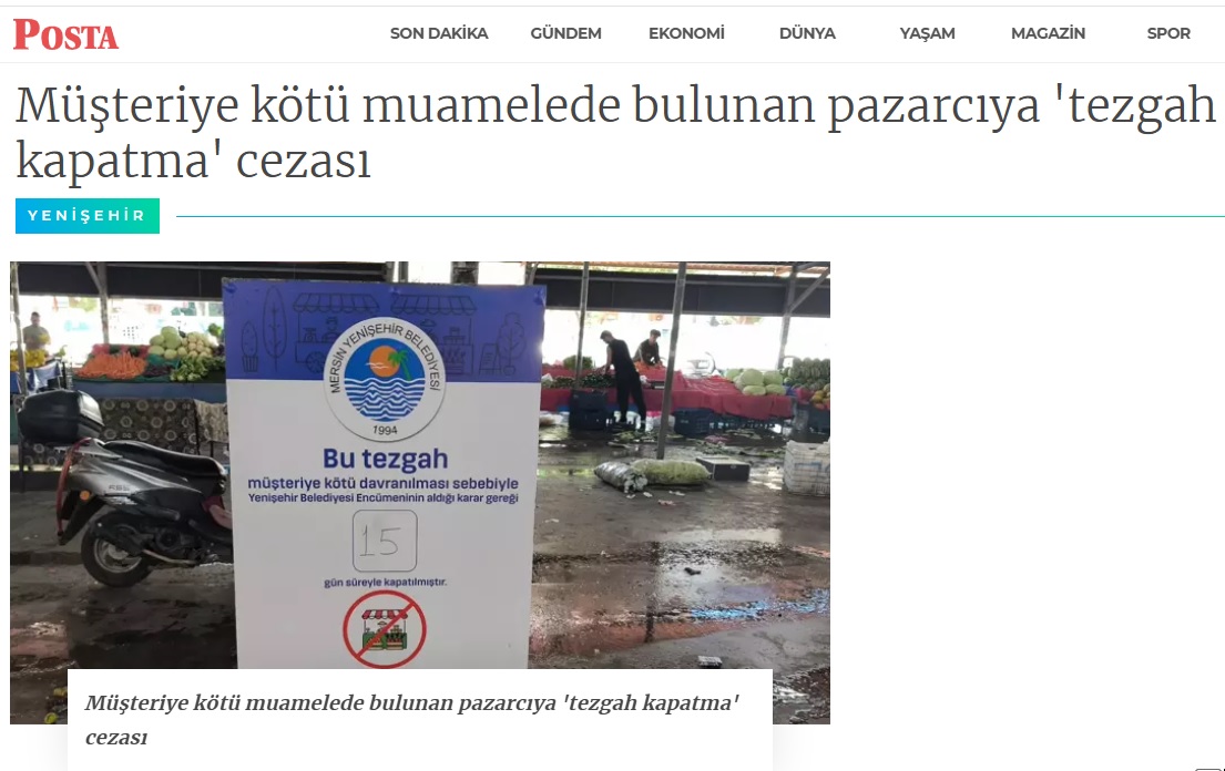 Müşteriye kötü muamelede bulunan pazarcıya 'tezgah kapatma' cezası