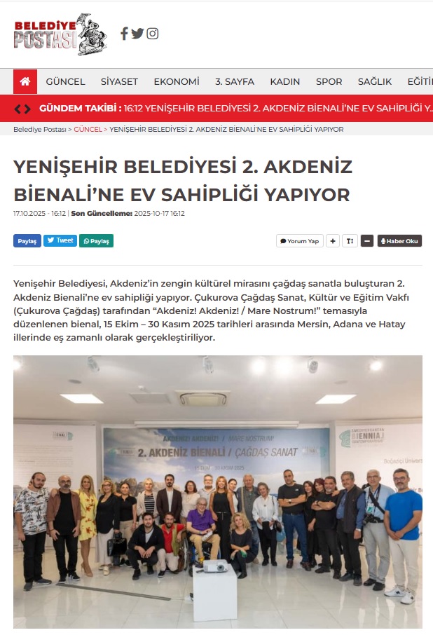 Yenişehir Belediyesi 2. Akdeniz Bienali’ne ev sahipliği yapıyor
