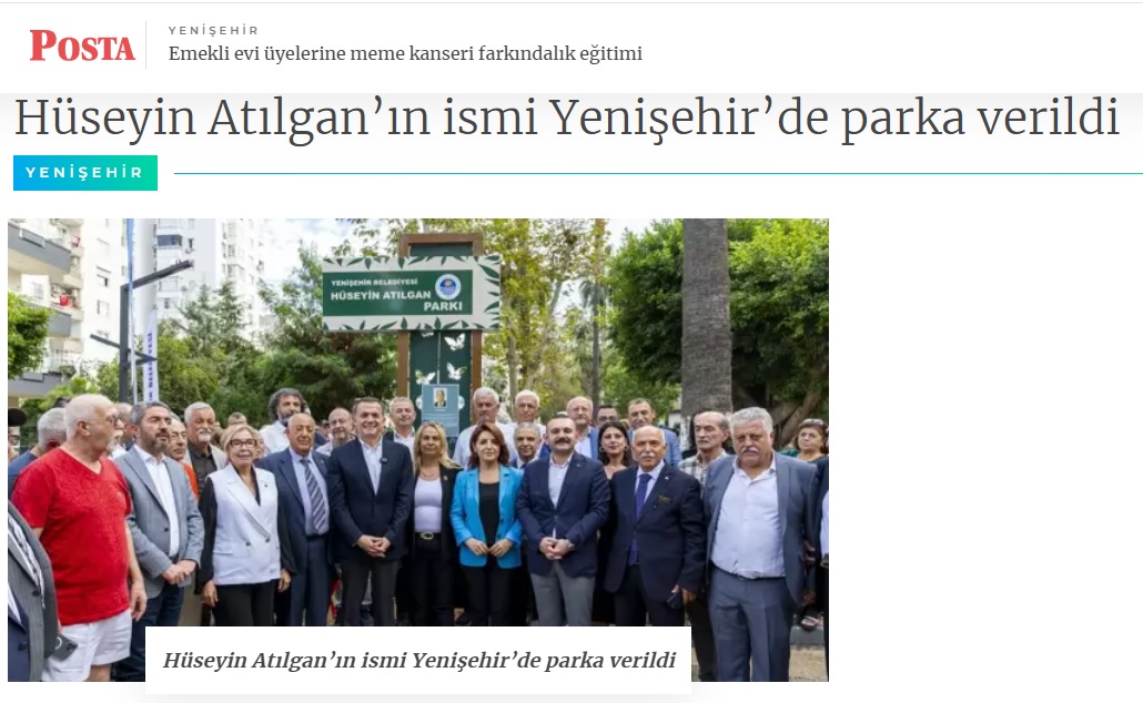 Hüseyin Atılgan’ın ismi Yenişehir’de parka verildi