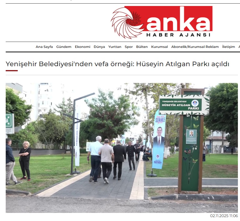 Hüseyin Atılgan’ın ismi Yenişehir’de parka verildi