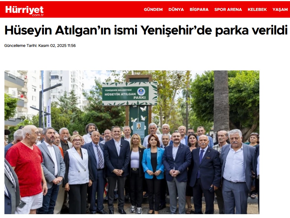 Hüseyin Atılgan’ın ismi Yenişehir’de parka verildi