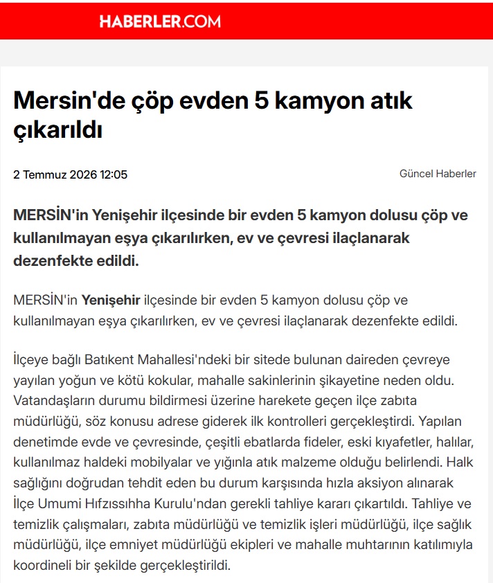 Çöp evden 5 kamyon atık çıkarıldı