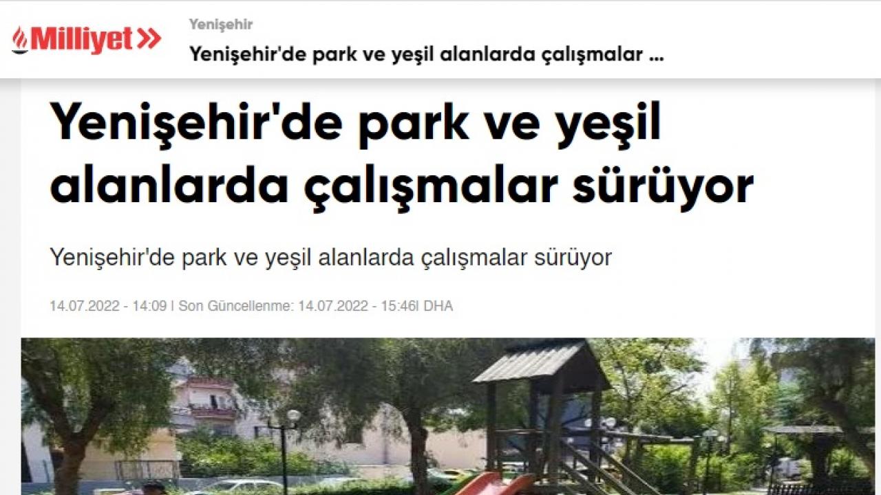 Yenişehir Belediyesi park ve yeşil alanlarda çalışmalarını sürdürüyor