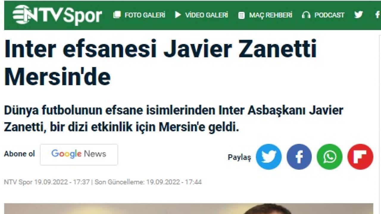 Başkan Abdullah Özyiğit, Javier Zanetti’yi ağırladı
