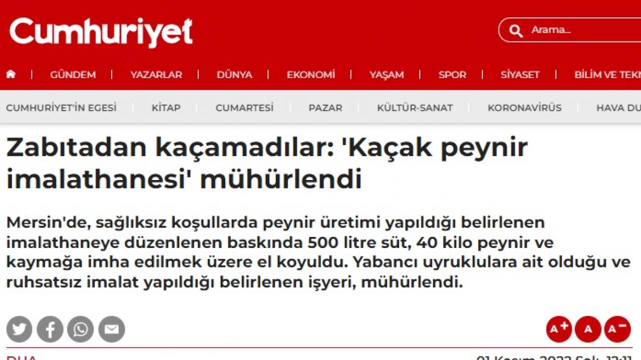 Yenişehir Belediyesi kaçak ve sağlıksız peynir imalathanesini mühürledi