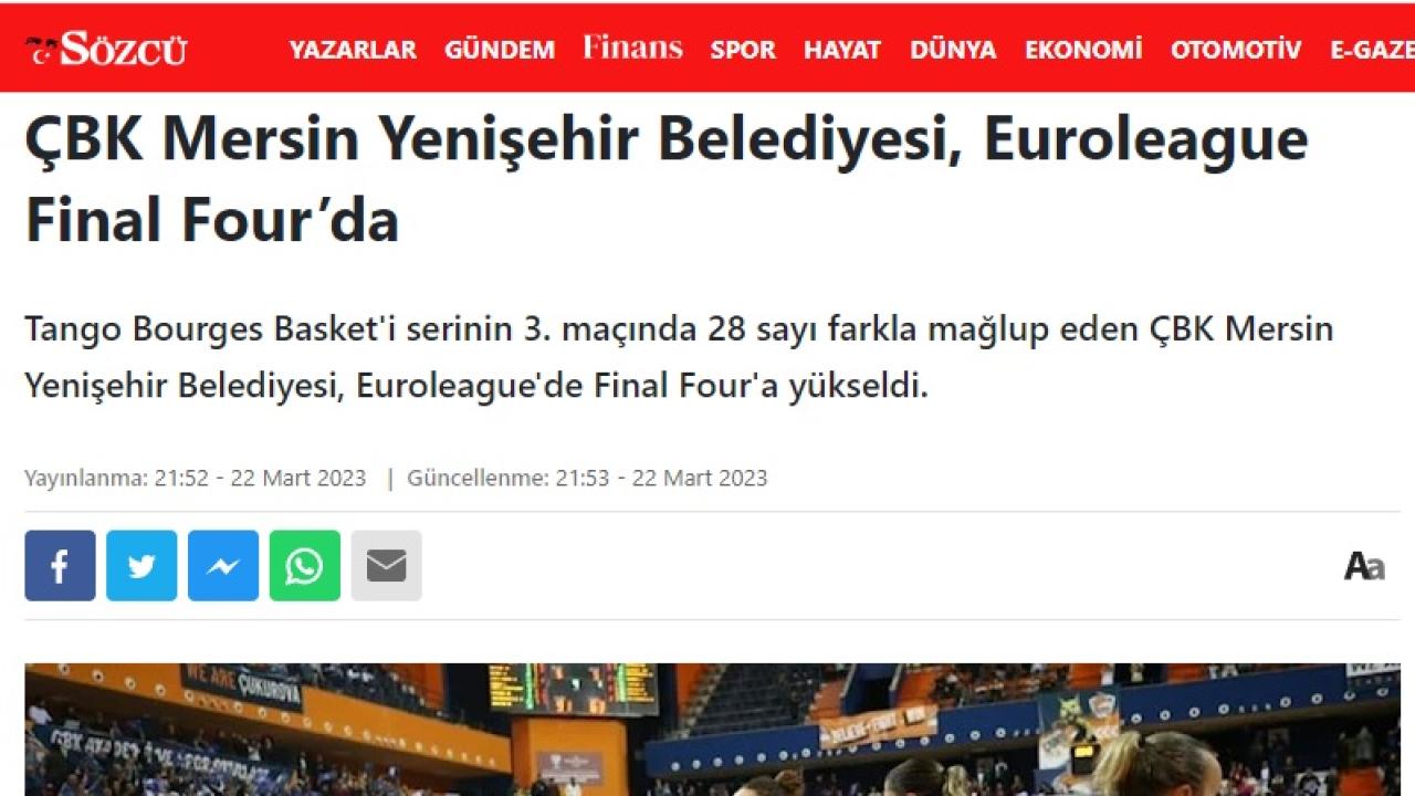 ÇBK Mersin Yenişehir Belediyesi, Euroleague Final Four’da