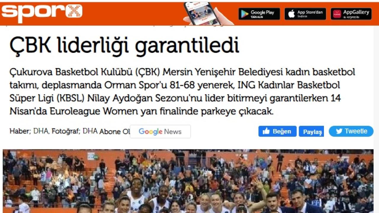 ÇBK Mersin Yenişehir Belediyesi normal sezonu lider tamamladı