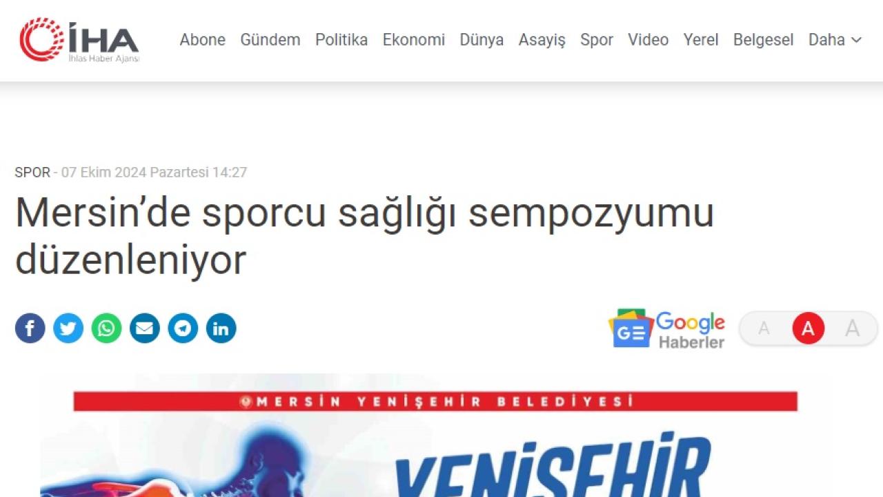 Yenişehir Belediyesi sporcu sağlığı sempozyumu düzenliyor