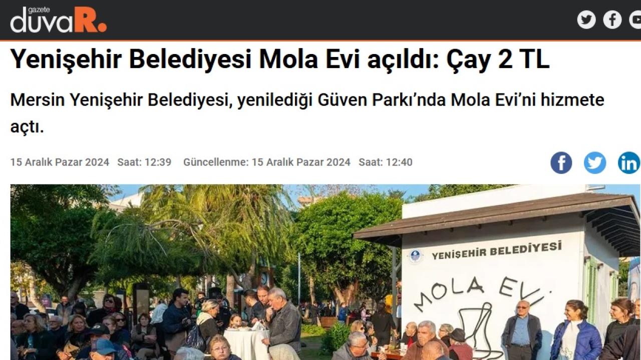 Yenişehir Belediyesi Mola Evi açıldı: Çay 2 TL