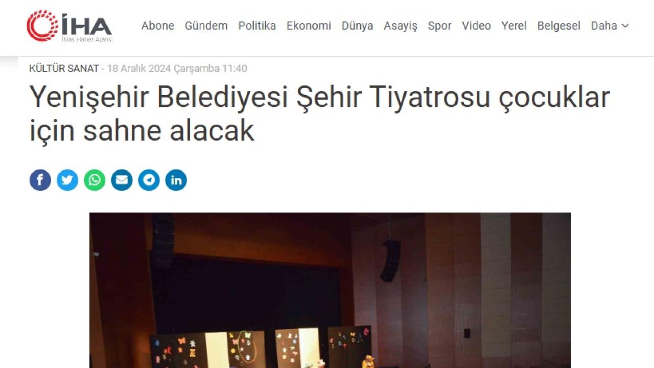 Yenişehir Belediyesi Şehir Tiyatrosu, çocuklar için sahne alacak