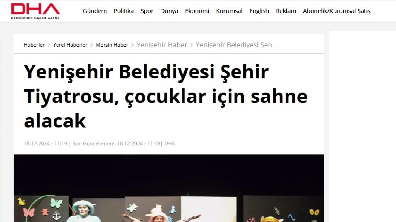 Yenişehir Belediyesi Şehir Tiyatrosu, çocuklar için sahne alacak