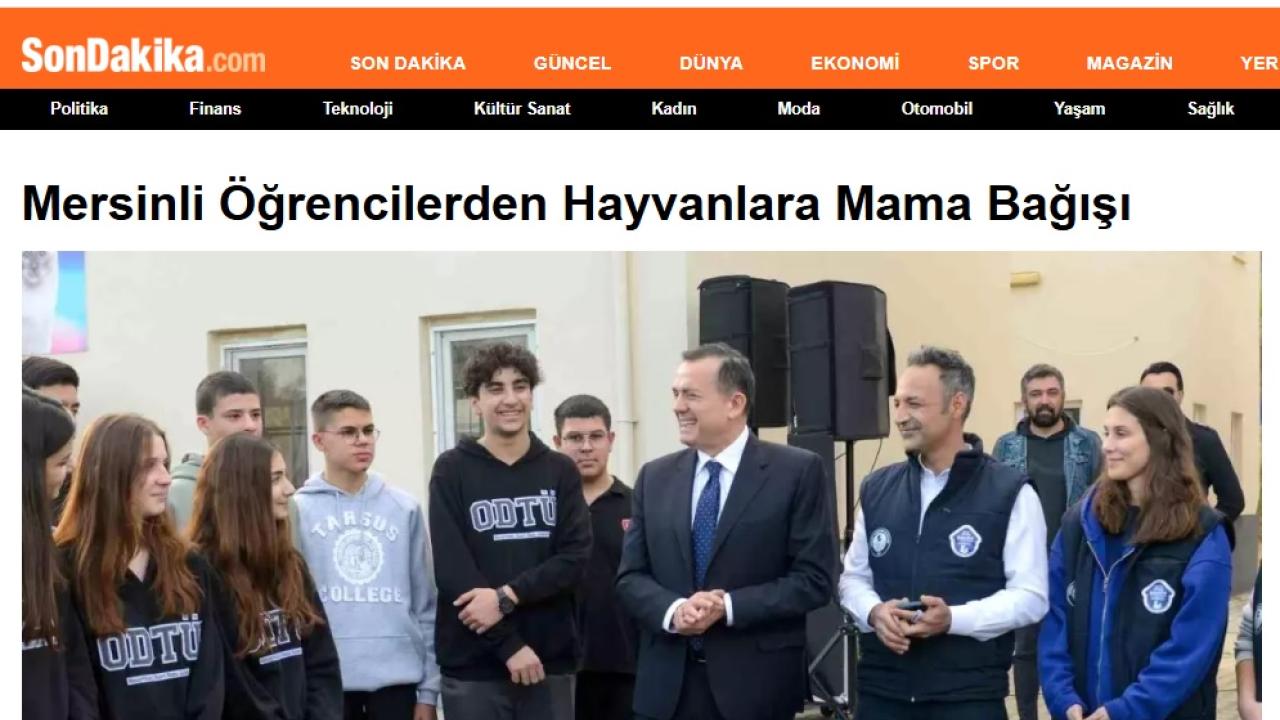 Lise öğrencilerinden Yenişehir Belediyesinin hayvan bakımevine mama bağışı