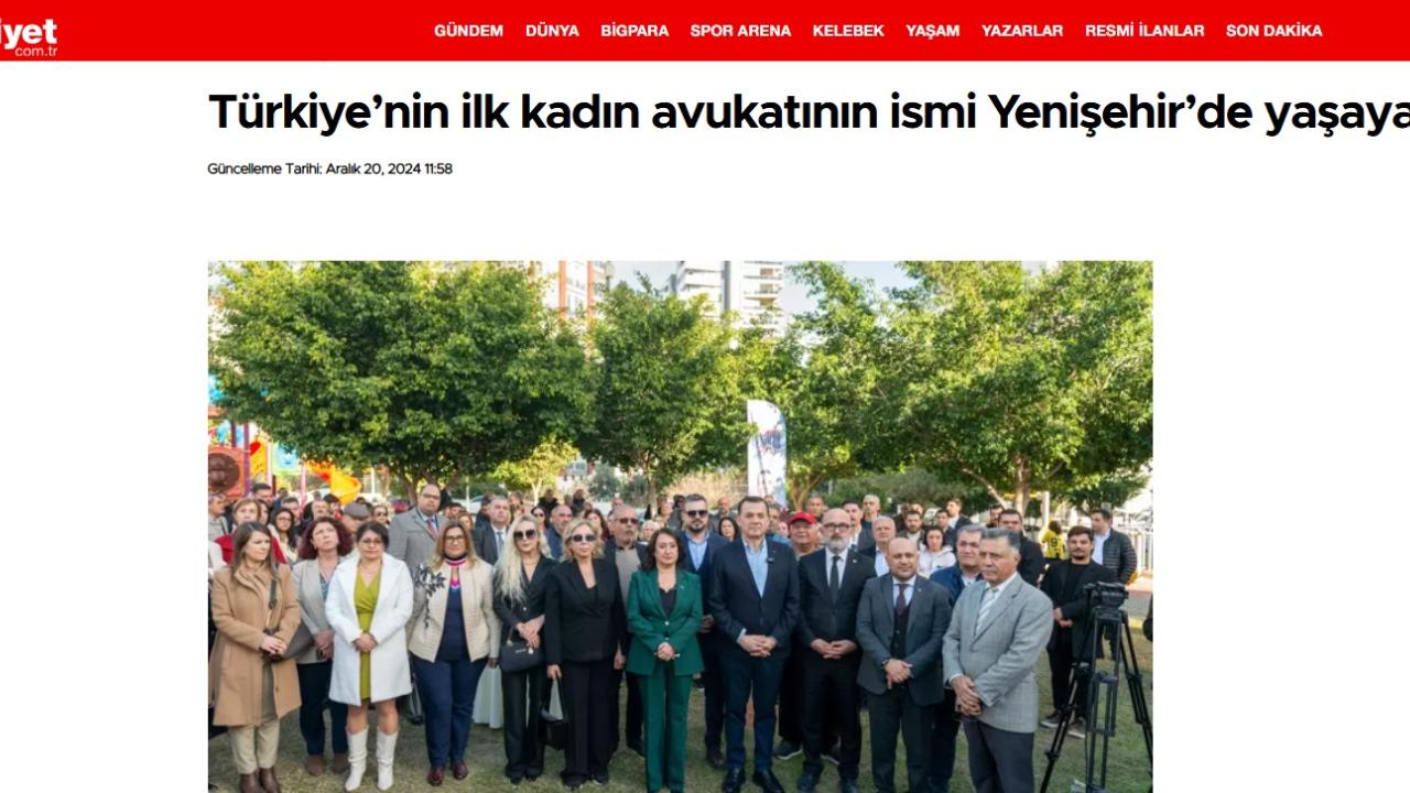 Türkiye’nin ilk kadın avukatının ismi Yenişehir’de yaşayacak