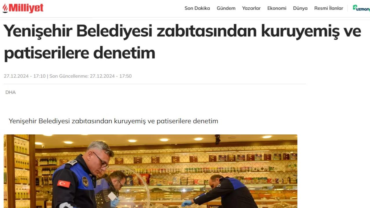 Yenişehir Belediyesi zabıtası kuruyemiş ve patiseri işletmelerini denetlendi