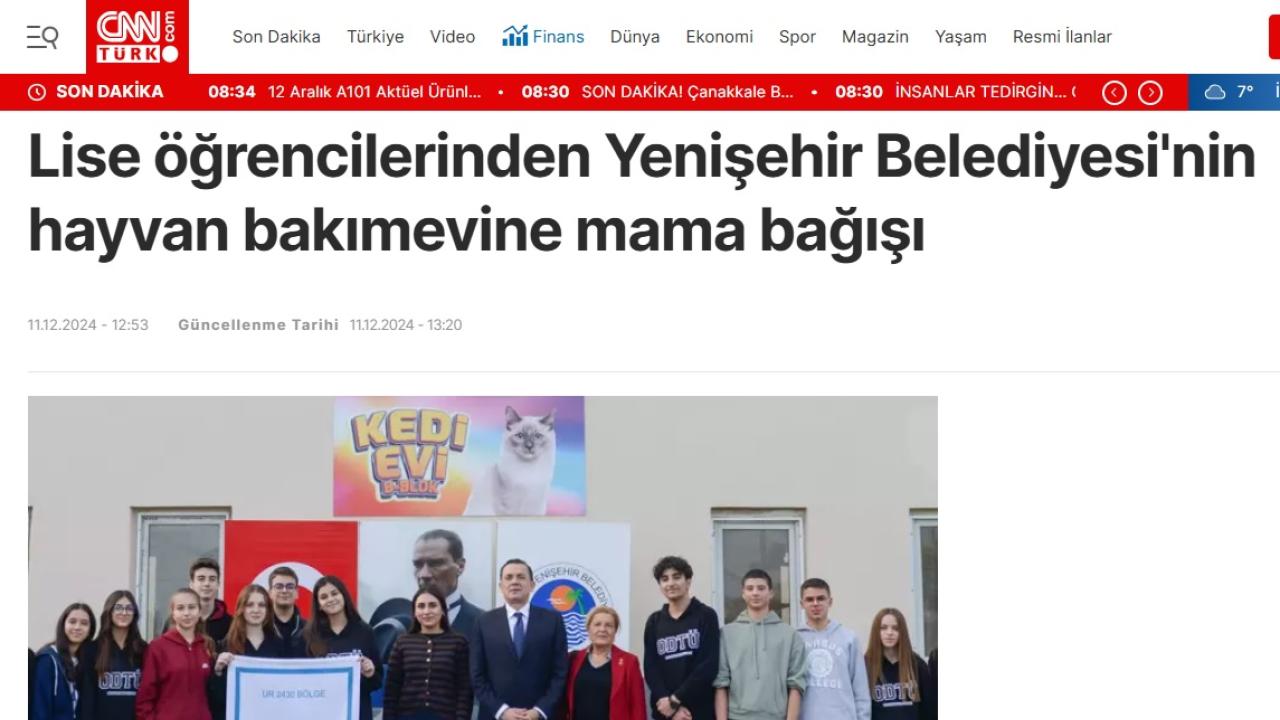 Lise öğrencilerinden Yenişehir Belediyesi'nin hayvan bakımevine mama bağışı