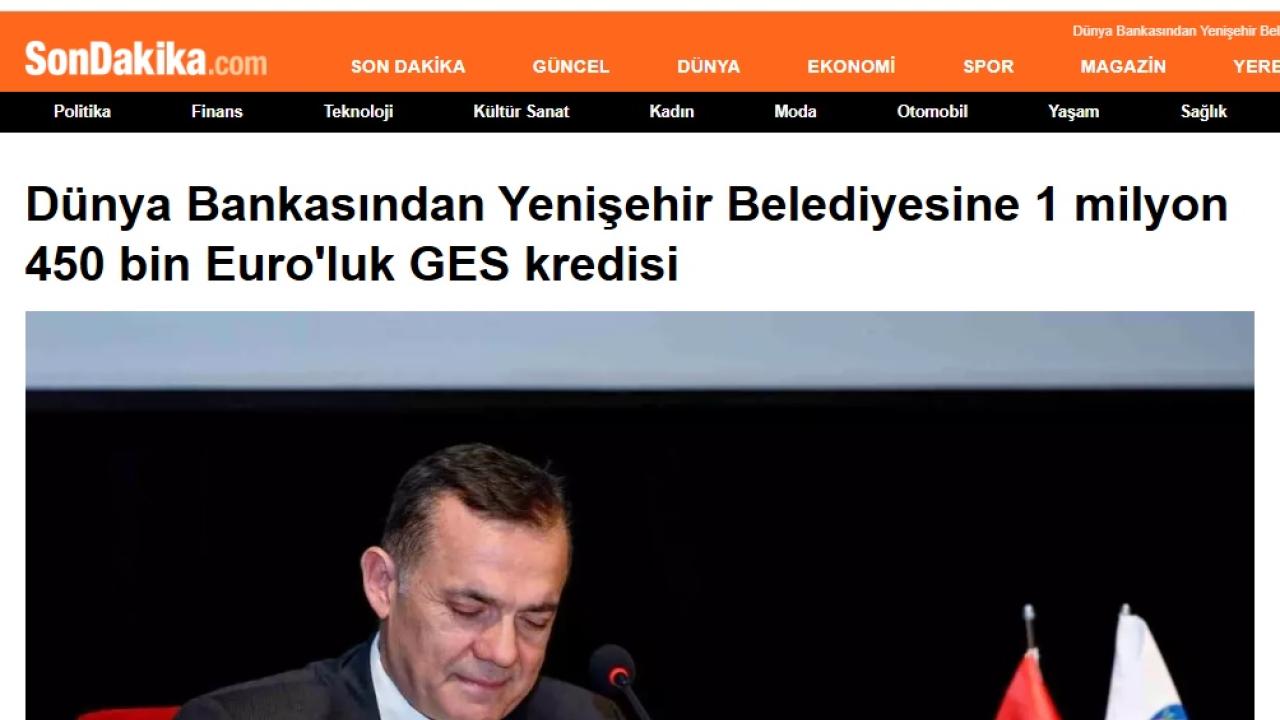 Dünya Bankasından Yenişehir Belediyesine 1 milyon 450 bin Euro’luk GES kredisi