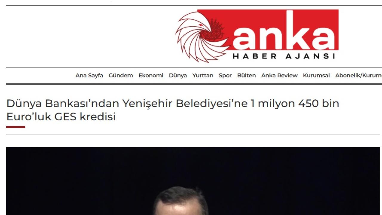 Dünya Bankasından Yenişehir Belediyesine 1 milyon 450 bin Euro’luk GES kredisi