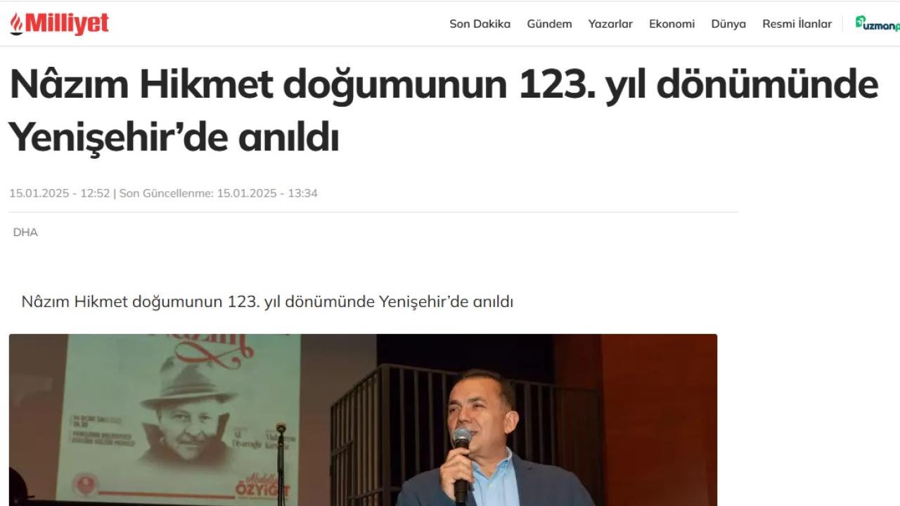 Nâzım Hikmet doğumunun 123. yıl dönümünde Yenişehir’de anıldı