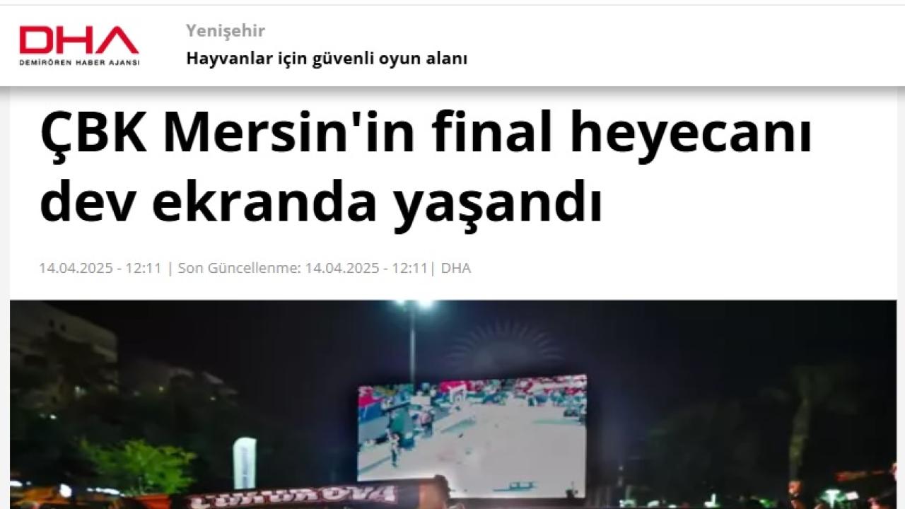 Vatandaşlar maç heyecanını Yenişehir Belediyesinin kurduğu dev ekranda yaşadı