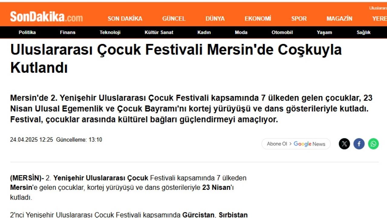 Yenişehir Belediyesi araçlı kortejle 23 Nisan coşkusunu kente yaydı