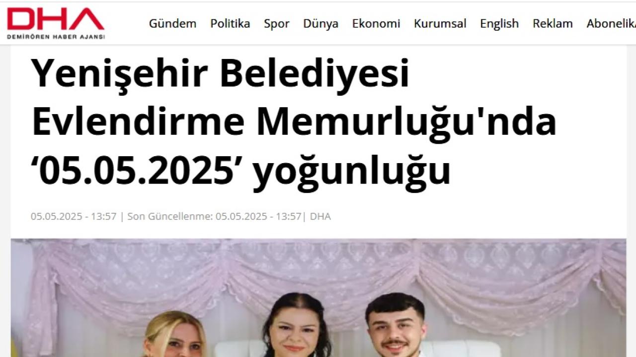 Yenişehir Belediyesi Evlendirme Memurluğunda “05.05.2025” yoğunluğu