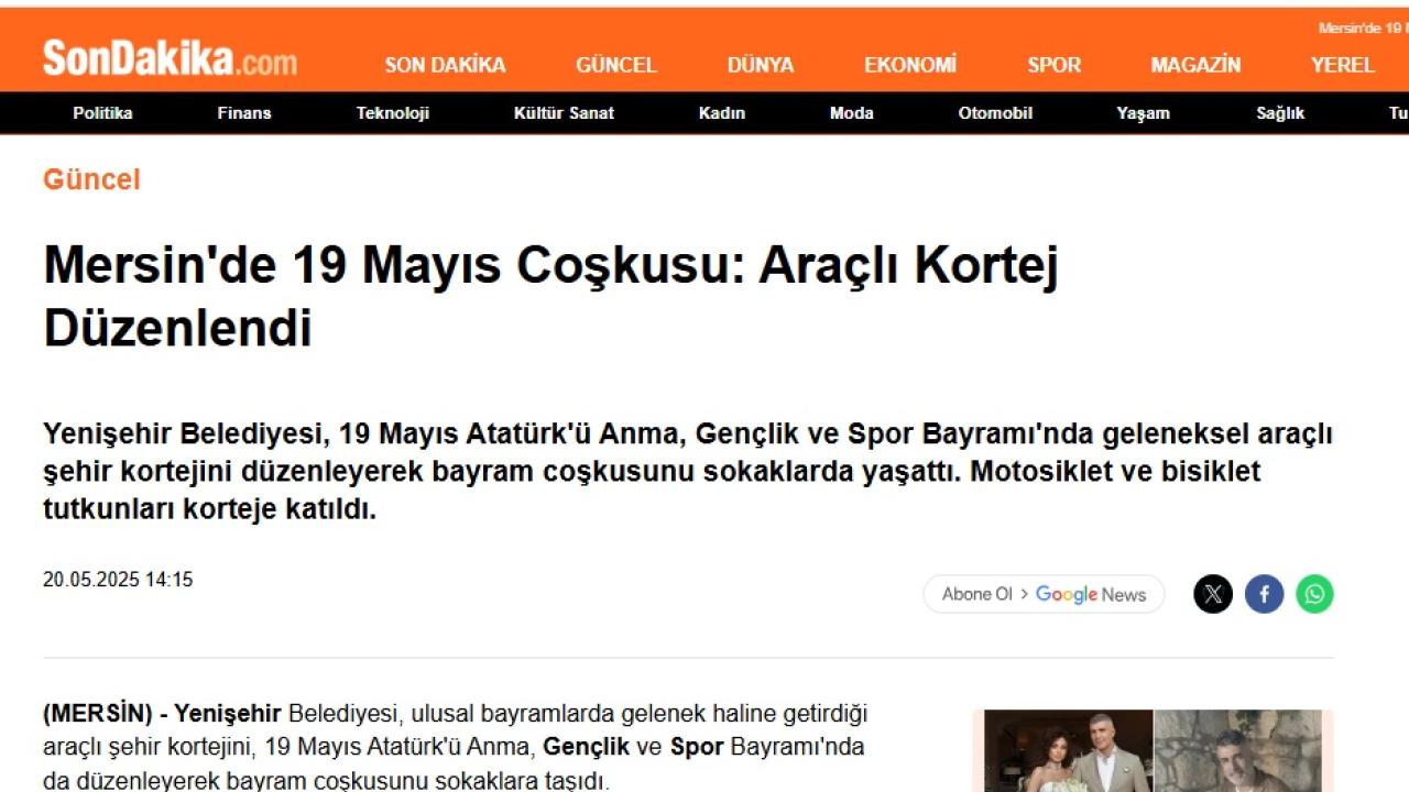 Yenişehir Belediyesi 19 Mayıs’ta şehir korteji düzenledi