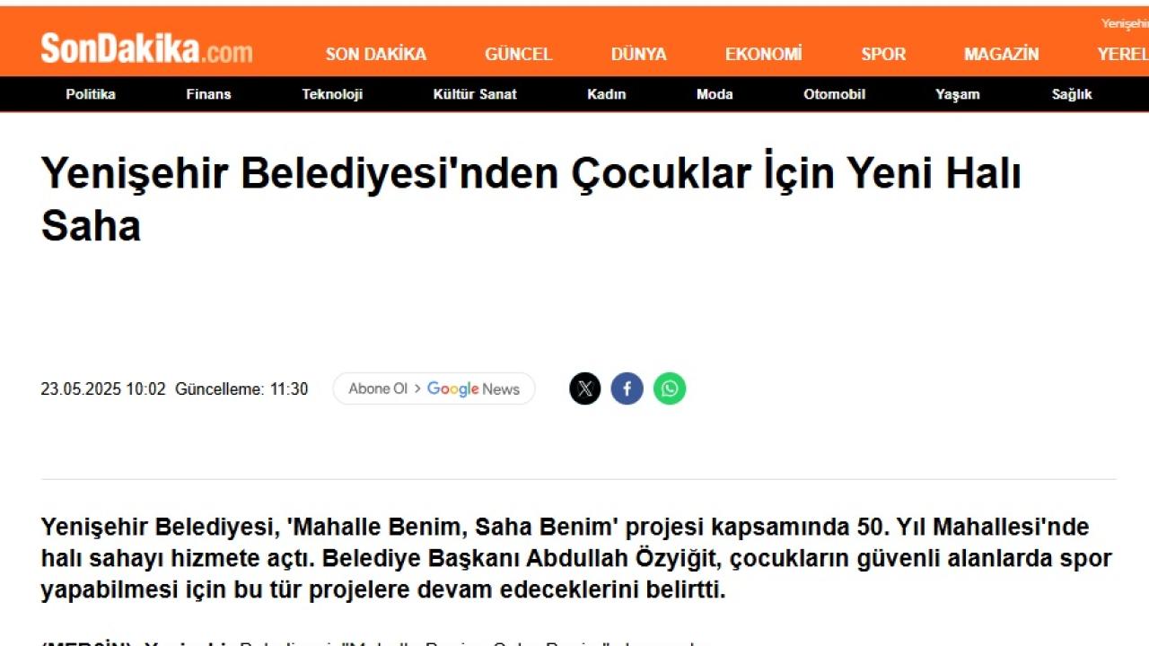 Yenişehir Belediyesi çocuklar için mahallelerde  halı saha açmaya devam ediyor