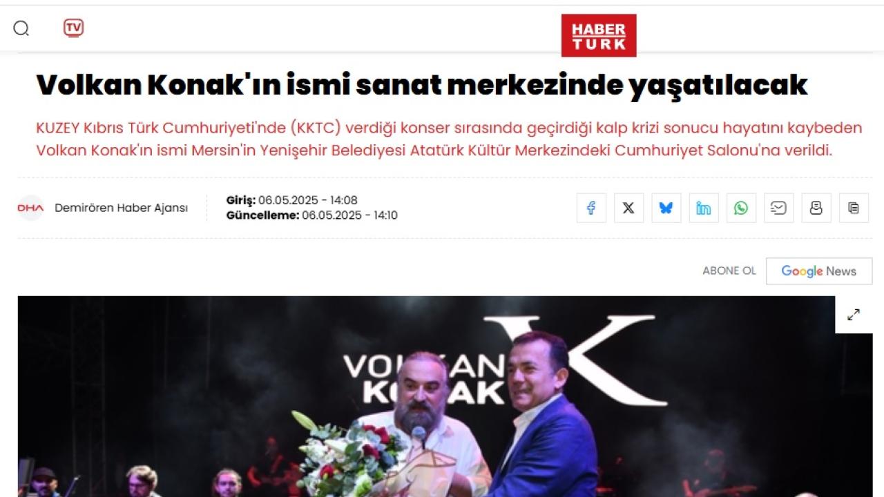 Volkan Konak’ın ismi Yenişehir’deki sanat merkezinde yaşayacak
