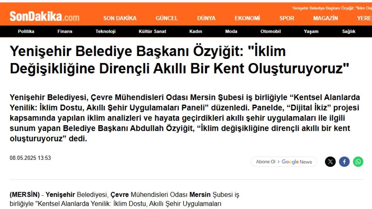 Başkan Özyiğit, “İklim değişikliğine dirençli akıllı bir kent oluşturuyoruz”
