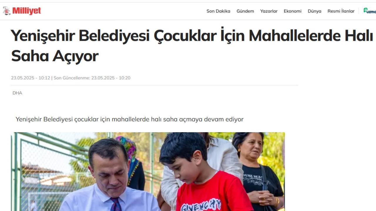 Yenişehir Belediyesi çocuklar için mahallelerde  halı saha açmaya devam ediyor