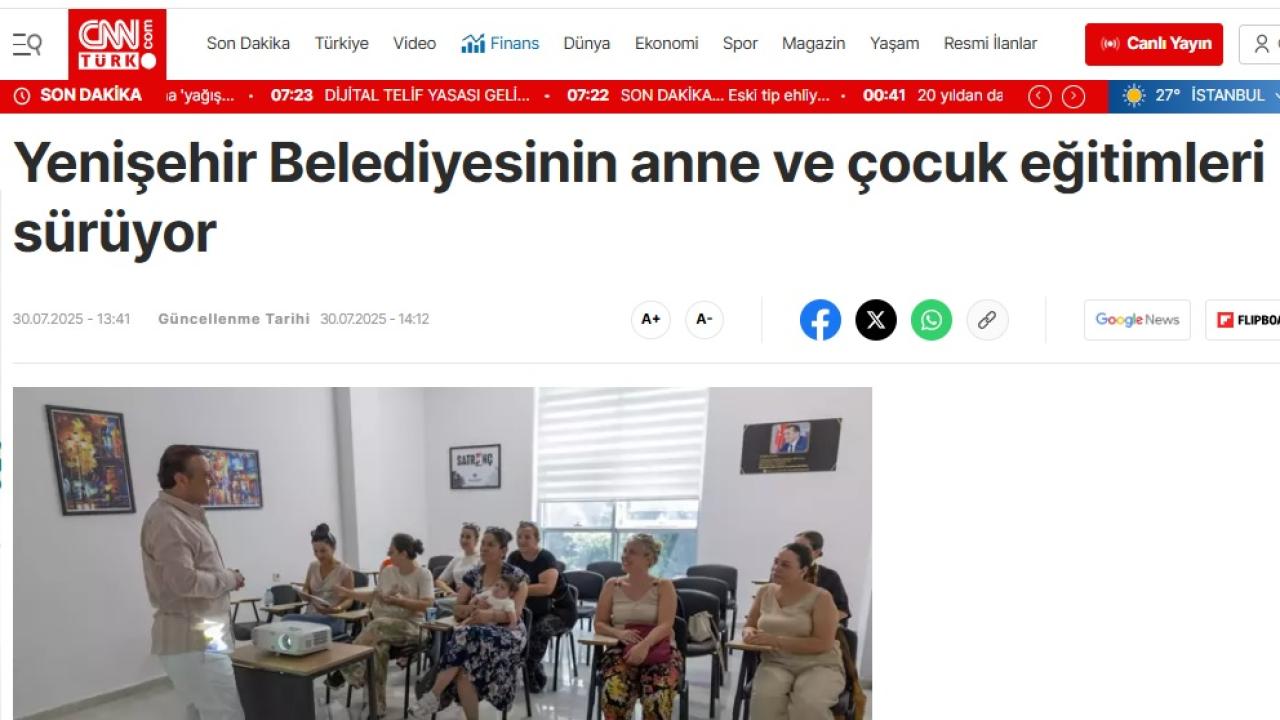 Yenişehir Belediyesinin anne ve çocuk eğitimleri sürüyor